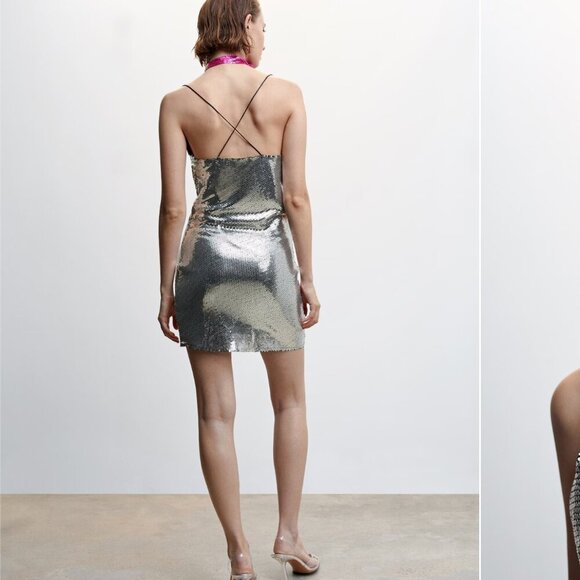 MANGO Sequin wrap dress Size L NEW WITH TAG! - Picture 3 of 6